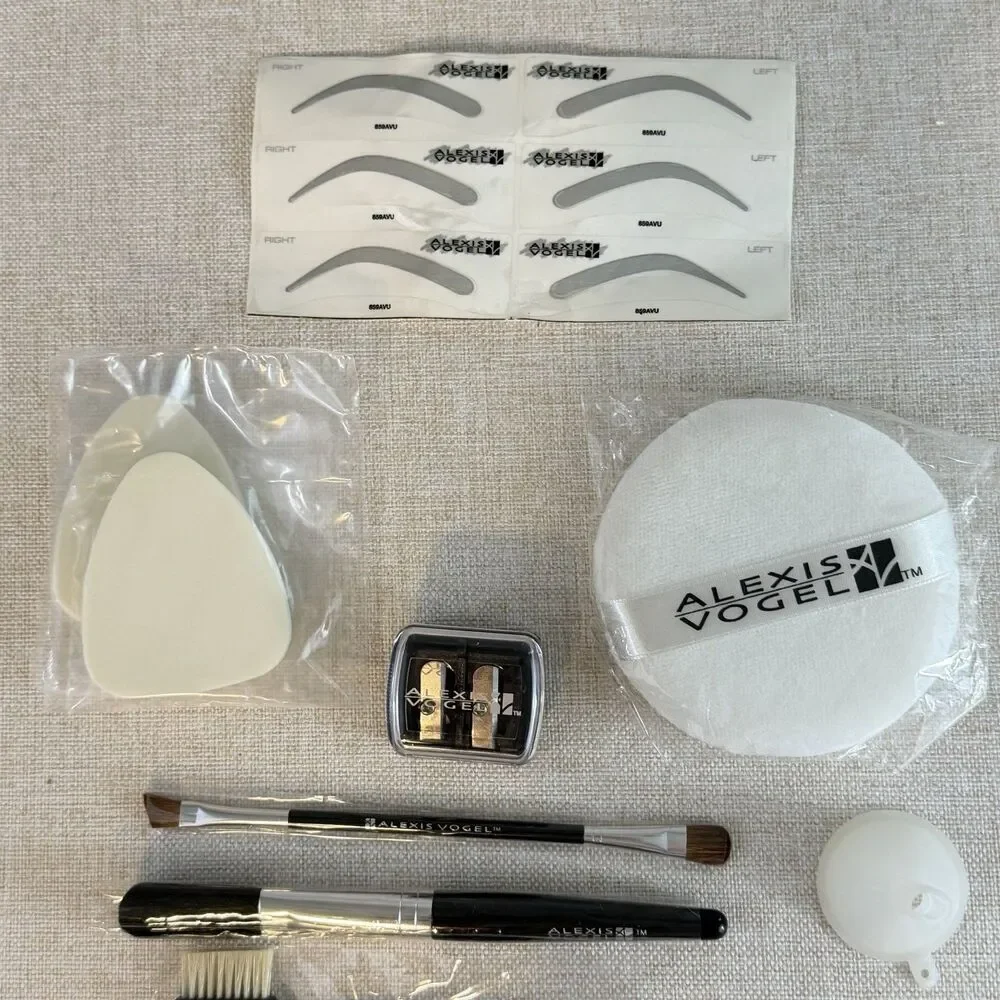 Alexis Vogel Makeup Brush Tool Lot Sheer Cover Brow Stencils Puff Sponges NEW